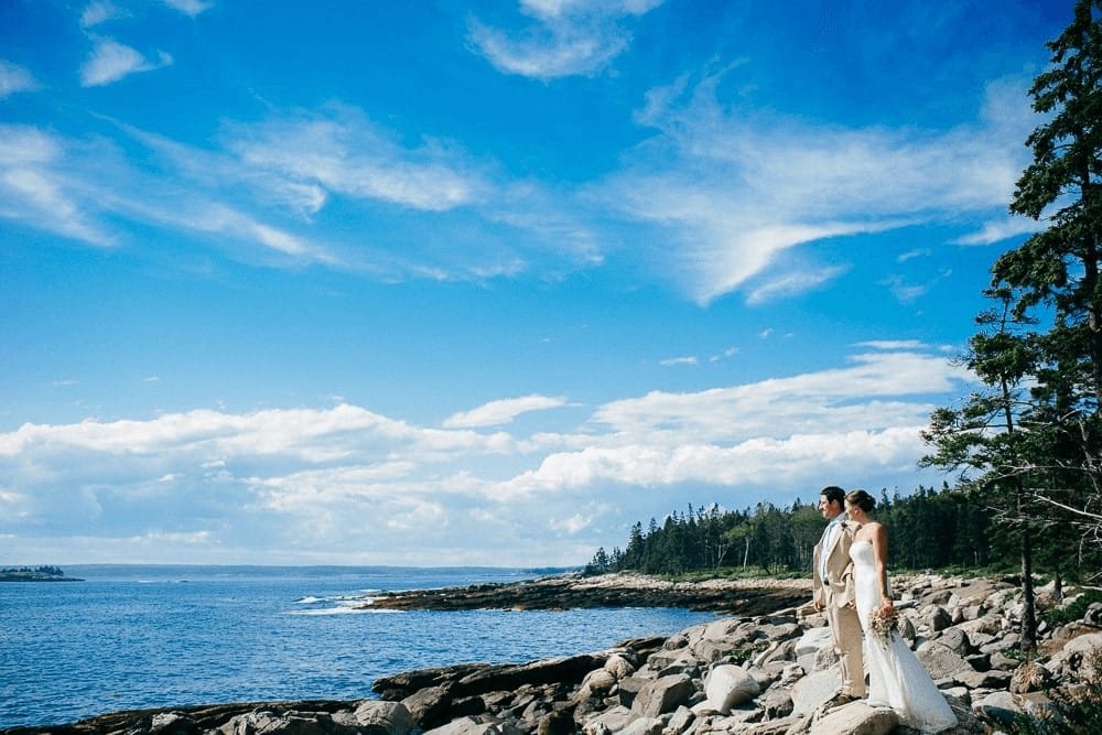 Picture of couple loving their Maine elopement package.