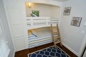 Bunk beds in a vacation rental at one of the best family resorts in Micoast Maine.