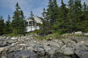 The exterior of a cabin to relax in after enjoying day trips in Midcoast Maine.